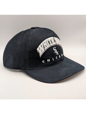 Chicago White Sox Snapback Hat Vintage Supersport MLB Baseball Black Retro Y2K